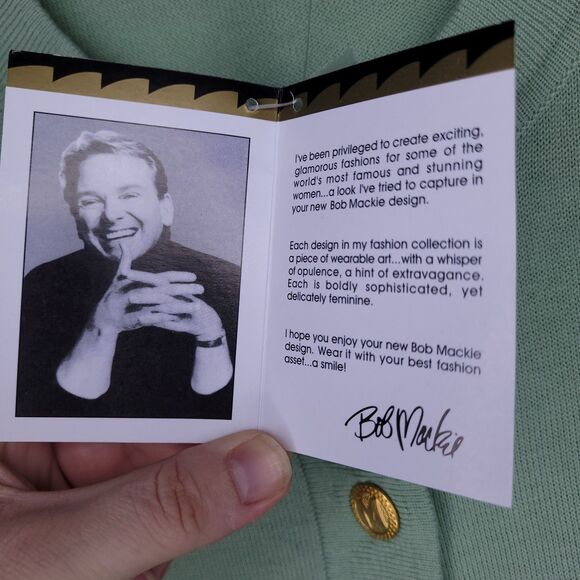 Bob Mackie Cardigan Womens Large Green Artsy NWT - Picture 10 of 12